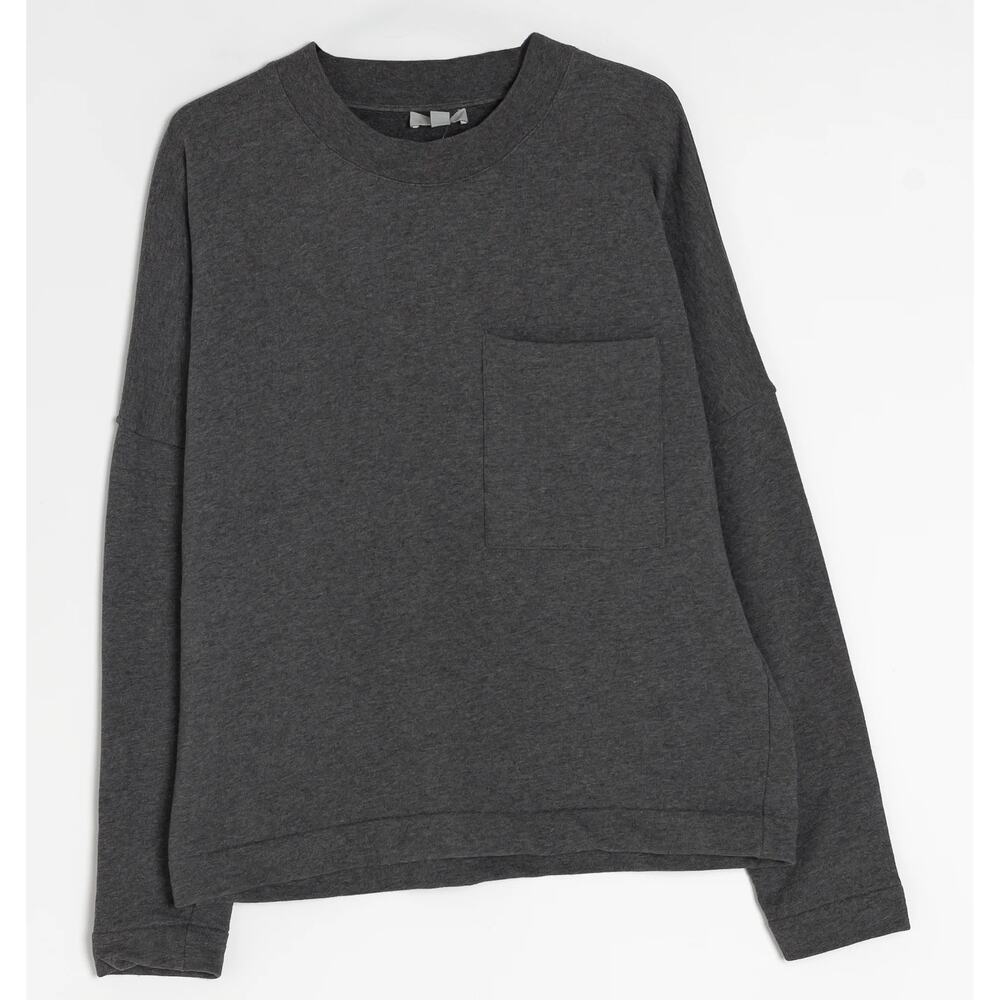 COS Charcoal Gray Sweatshirt Chest Pocket Boxy Fit Cotton Large